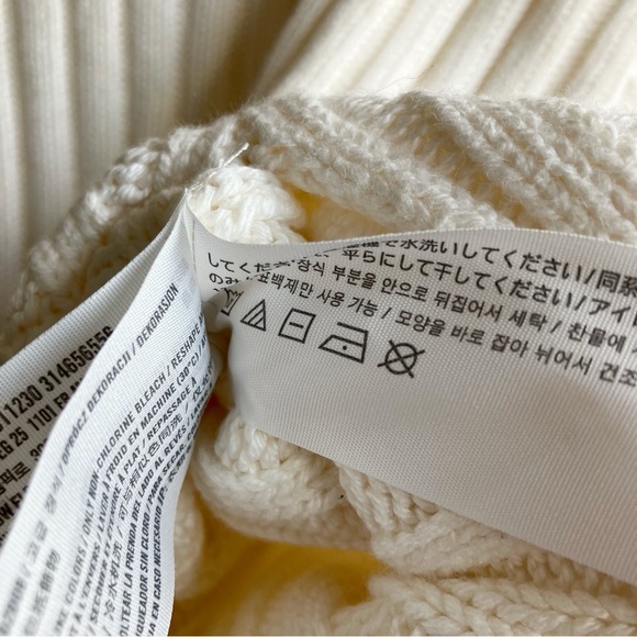 Abercrombie & Fitch Ribbed Knit Mock Neck Pullover Sweater Size M Ivory Cotton - Picture 13 of 14